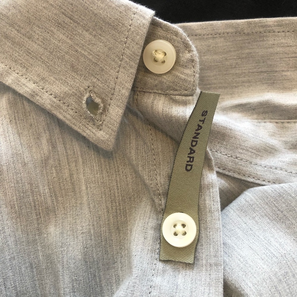 NWOT GOODFELLOW & CO Light Grey Long Sleeve Collared Pocket Button Down Shirt - Picture 12 of 14